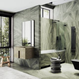 Шторка на ванну MaybahGlass MGV-650-6 40см чёрный